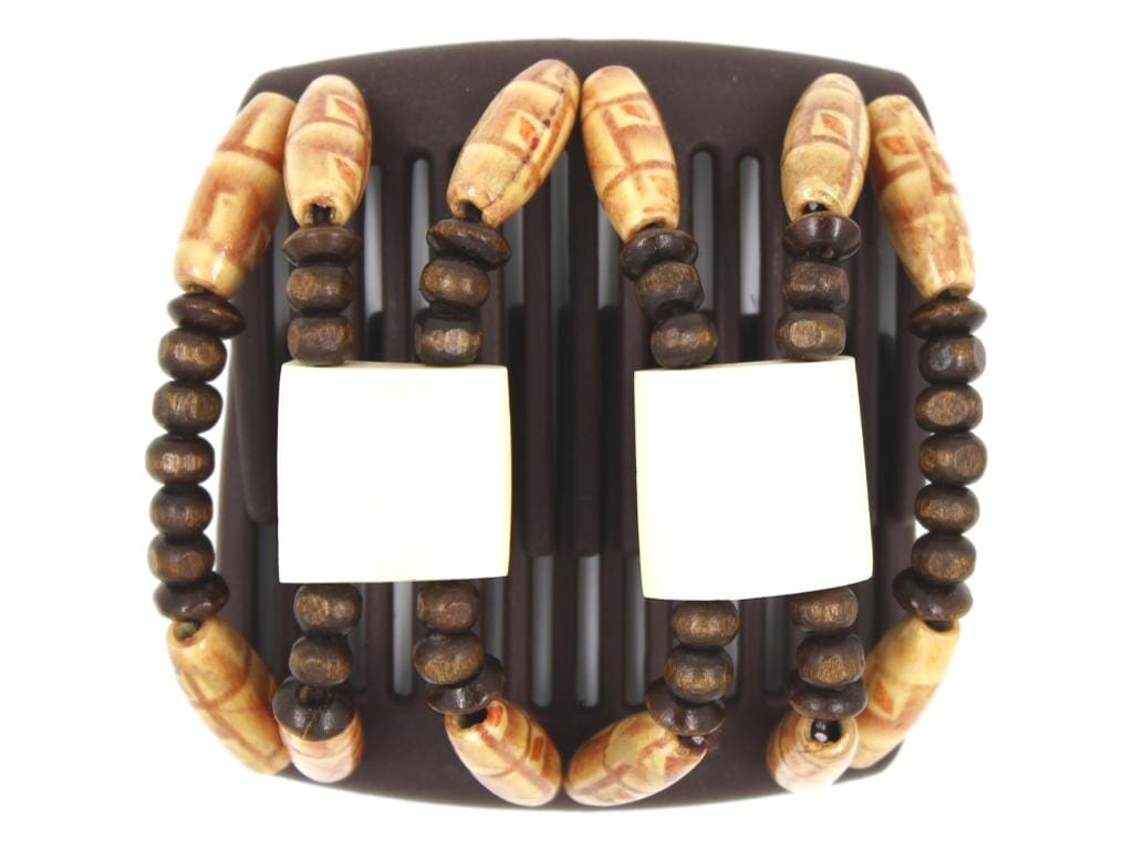 African Butterfly Chameleon Hair Comb - Stones & Bones Brown 52