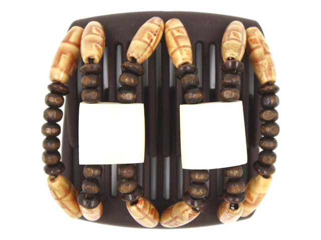 African Butterfly Chameleon Hair Comb - Stones & Bones Brown 52