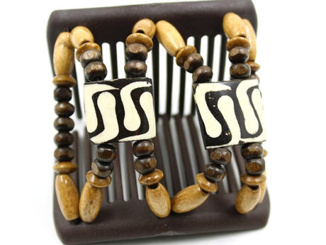 African Butterfly Chameleon Hair Comb - Stones & Bones Brown 53