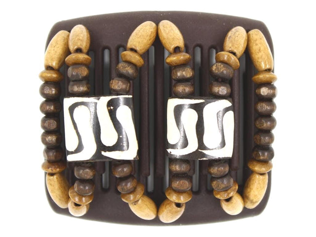 African Butterfly Chameleon Hair Comb - Stones & Bones Brown 53