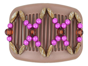 African Butterfly Hair Comb - Dalena Brown Pearl 28