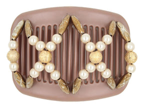 African Butterfly Hair Comb - Dalena Brown Pearl 31