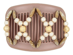 African Butterfly Hair Comb - Dalena Brown Pearl 31