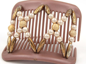 African Butterfly Hair Comb - Dalena Brown Pearl 31