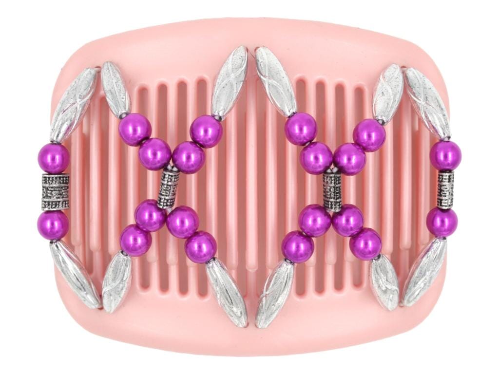African Butterfly Hair Comb - Dalena Pink Pearl 10