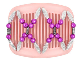 African Butterfly Hair Comb - Dalena Pink Pearl 10