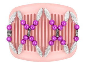 African Butterfly Hair Comb - Dalena Pink Pearl 10