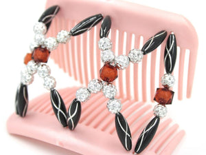 African Butterfly Hair Comb - Dalena Pink Pearl 11