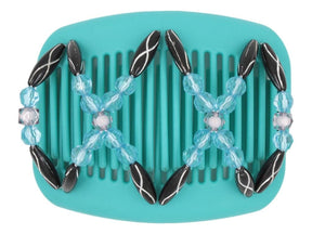 African Butterfly Hair Comb - Dalena Turquoise 16
