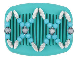 African Butterfly Hair Comb - Dalena Turquoise 17