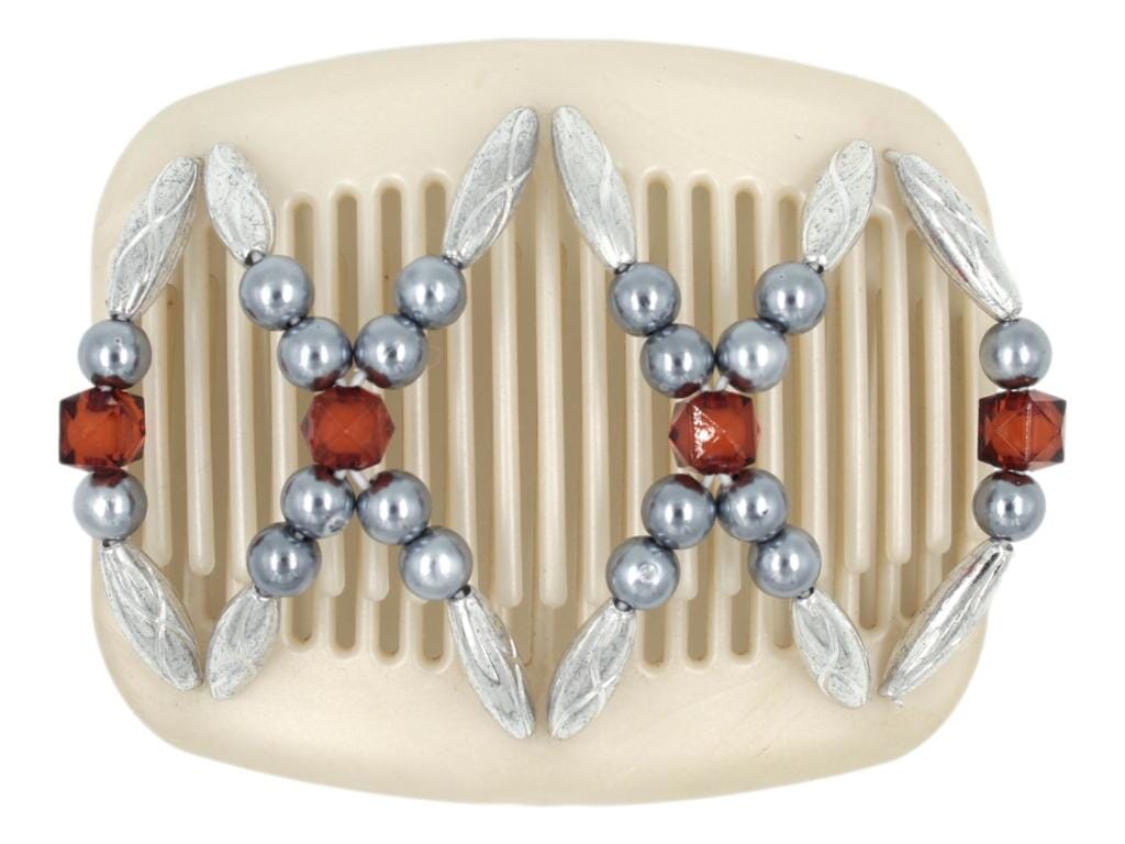 African Butterfly Hair Comb - Dalena White Pearl 28