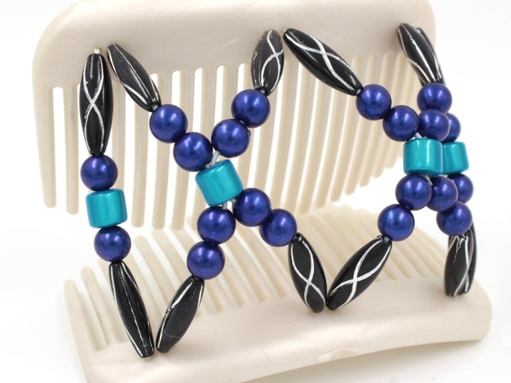 African Butterfly Hair Comb - Dalena White Pearl 29