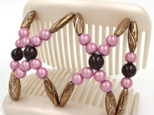 African Butterfly Hair Comb - Dalena White Pearl 30