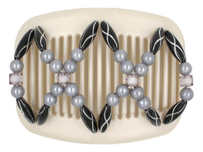 African Butterfly Hair Comb - Dalena White Pearl 31