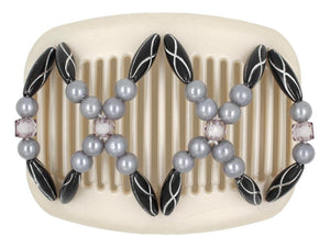 African Butterfly Hair Comb - Dalena White Pearl 31