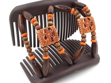 African Butterfly Hair Comb - Dupla Brown 153
