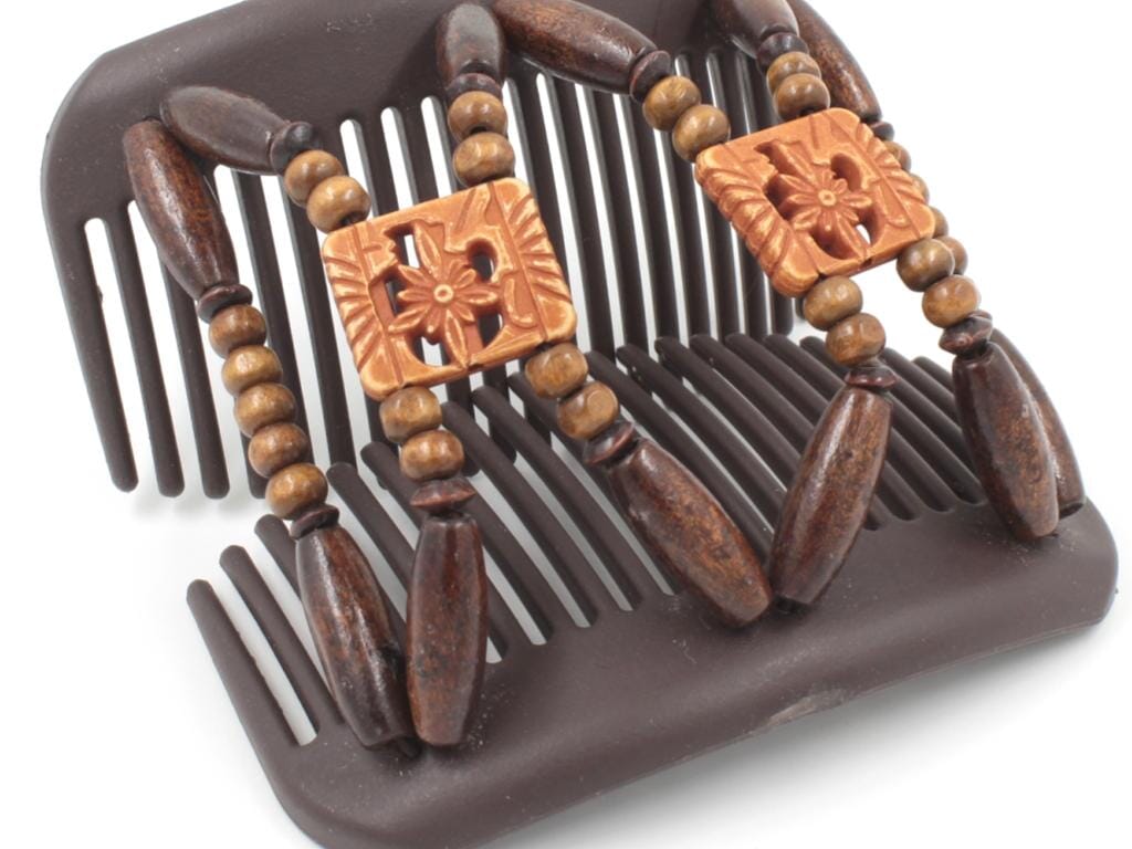 African Butterfly Hair Comb - Dupla Brown 155