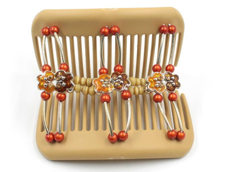 African Butterfly Hair Comb - Flowers Blonde 51