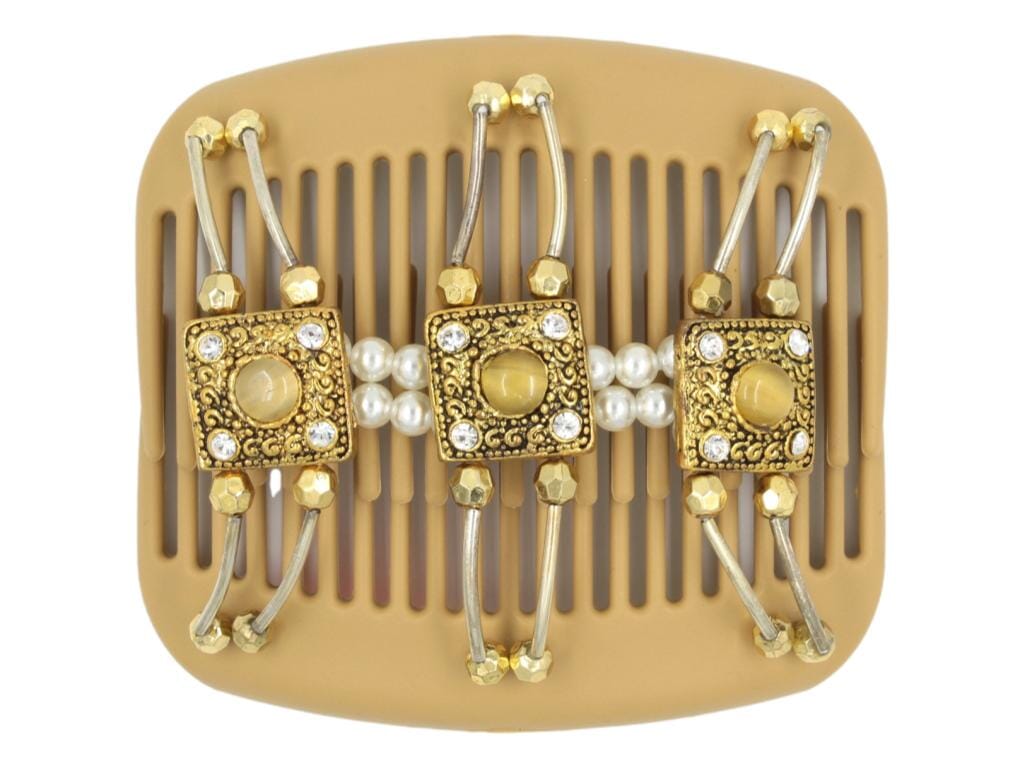 African Butterfly Hair Comb - Flowers Blonde 52