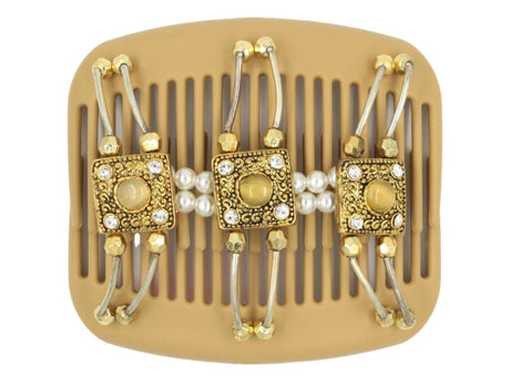 African Butterfly Hair Comb - Flowers Blonde 52