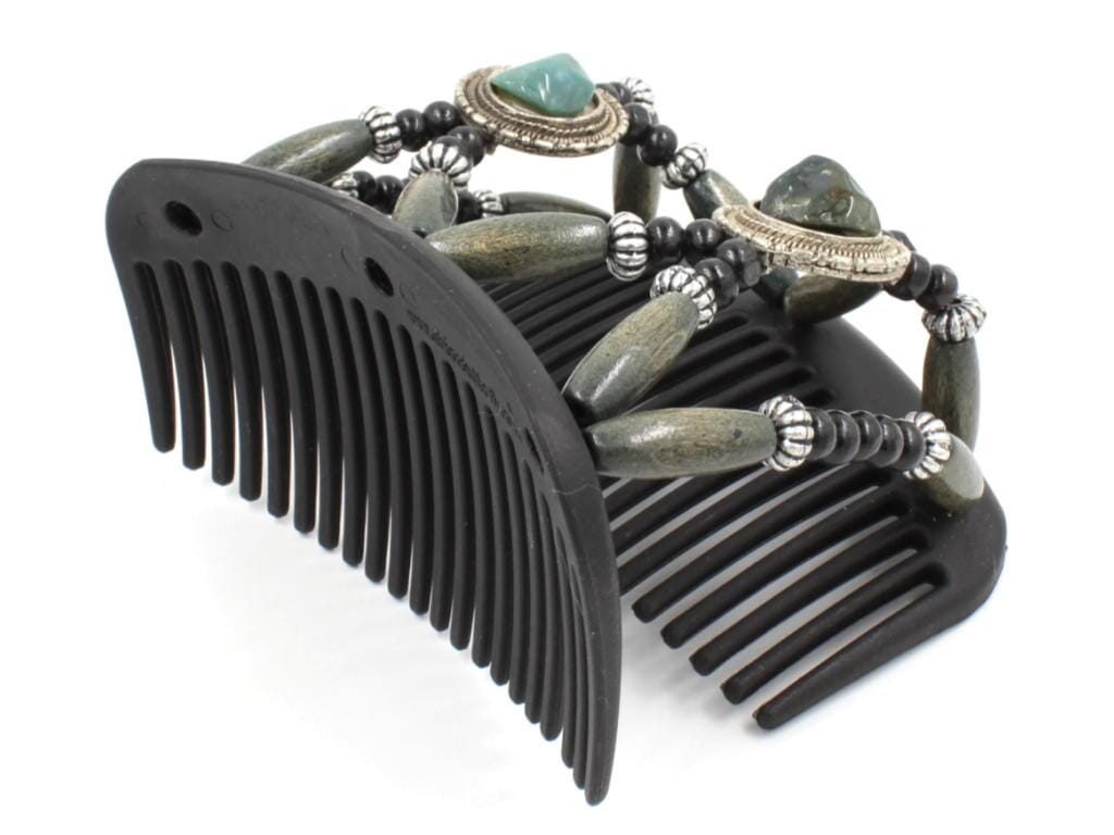 African Butterfly Hair Comb - Gemstone Black 68