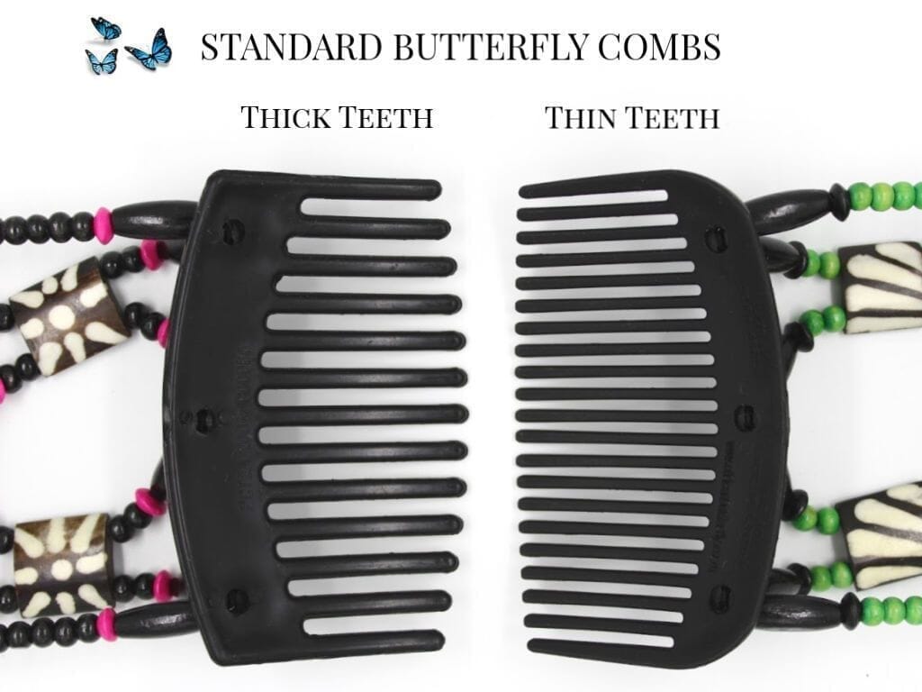 African Butterfly Hair Comb - Gemstone Black 68