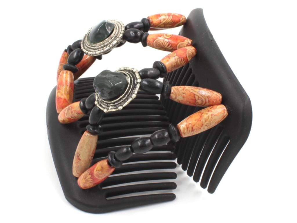 African Butterfly Hair Comb - Gemstone Black 69