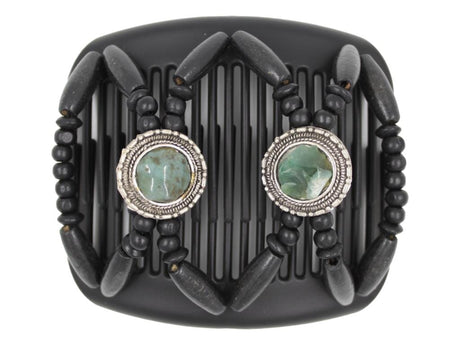 African Butterfly Hair Comb - Gemstone Black 78