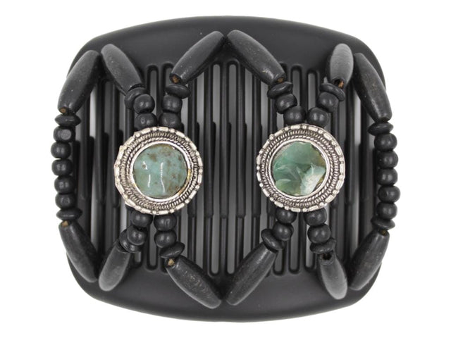 African Butterfly Hair Comb - Gemstone Black 78