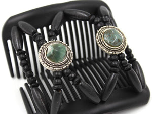 African Butterfly Hair Comb - Gemstone Black 78