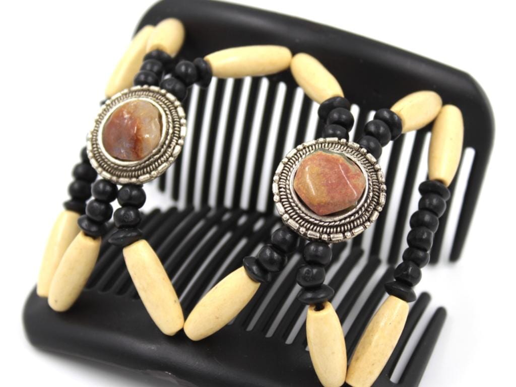 African Butterfly Hair Comb - Gemstone Black 79