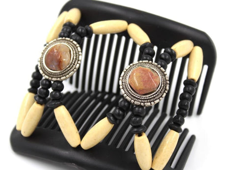 African Butterfly Hair Comb - Gemstone Black 79