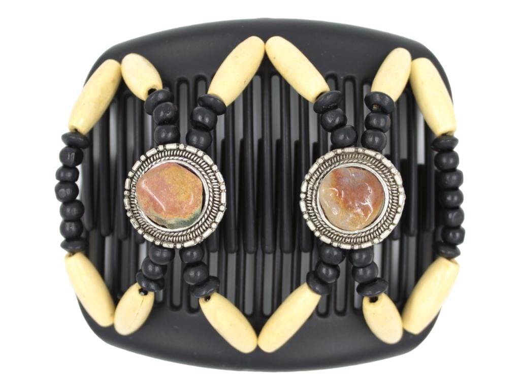 African Butterfly Hair Comb - Gemstone Black 79