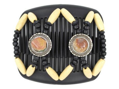 African Butterfly Hair Comb - Gemstone Black 79