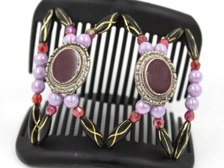 African Butterfly Hair Comb - Gemstone Black 80