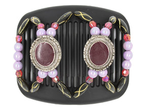 African Butterfly Hair Comb - Gemstone Black 80