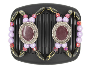 African Butterfly Hair Comb - Gemstone Black 80