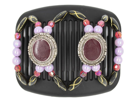 African Butterfly Hair Comb - Gemstone Black 80