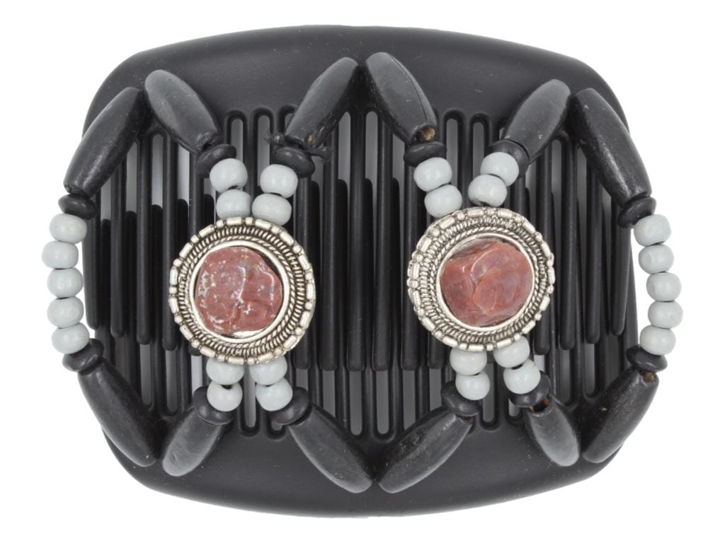 African Butterfly Hair Comb - Gemstone Black 81