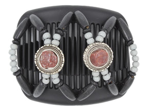 African Butterfly Hair Comb - Gemstone Black 81