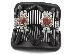 African Butterfly Hair Comb - Gemstone Black 81