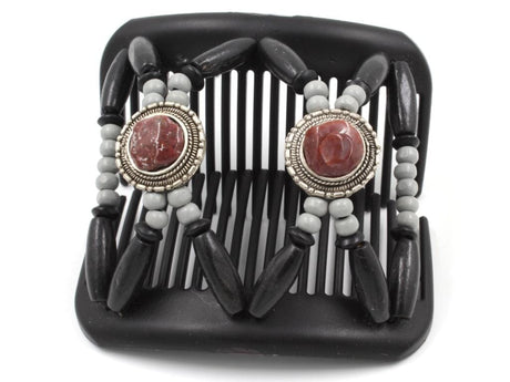 African Butterfly Hair Comb - Gemstone Black 81