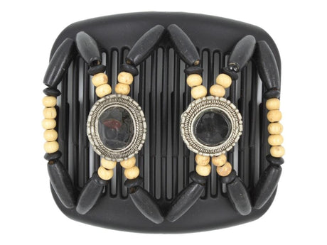 African Butterfly Hair Comb - Gemstone Black 83