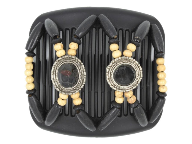 African Butterfly Hair Comb - Gemstone Black 83