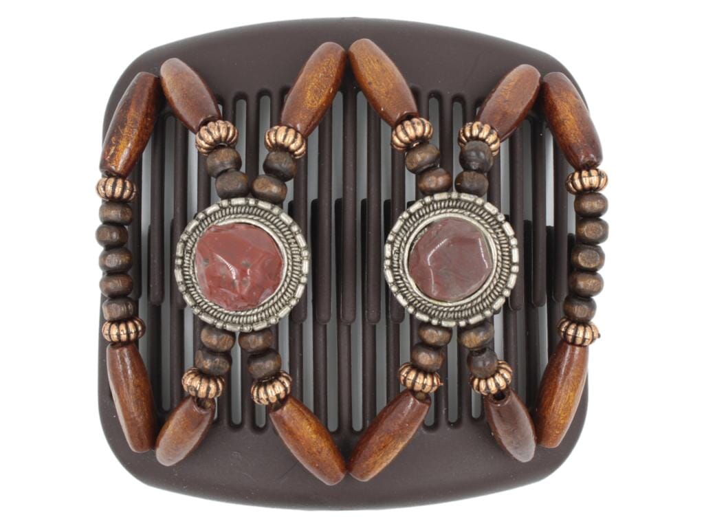 African Butterfly Hair Comb - Gemstone Brown 67