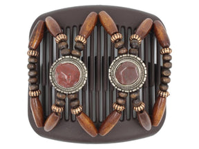 African Butterfly Hair Comb - Gemstone Brown 67