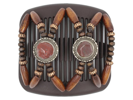 African Butterfly Hair Comb - Gemstone Brown 67