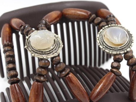 African Butterfly Hair Comb - Gemstone Brown 81