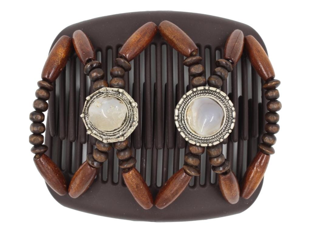 African Butterfly Hair Comb - Gemstone Brown 81