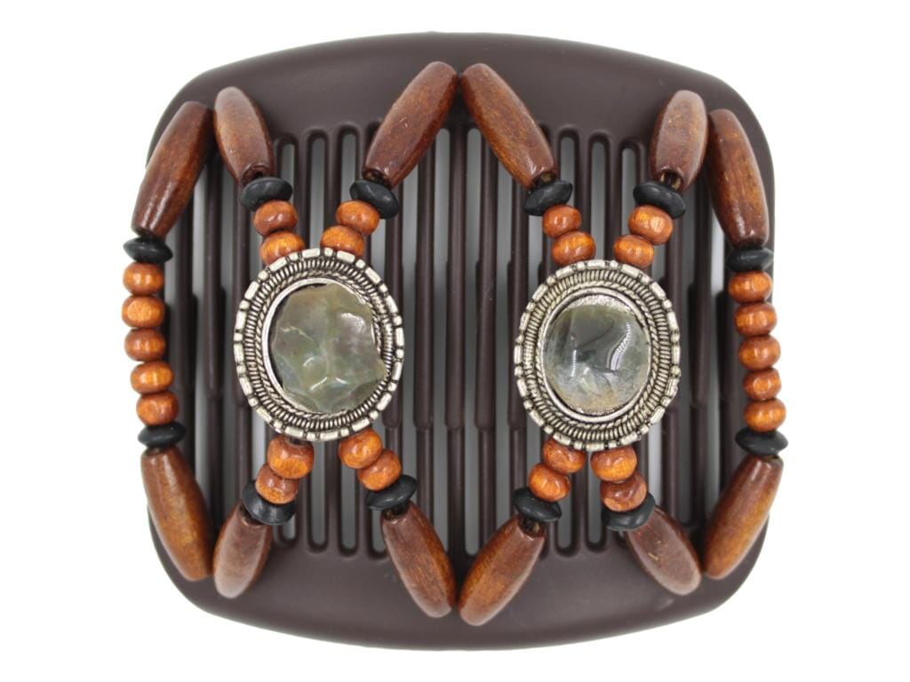 African Butterfly Hair Comb - Gemstone Brown 84